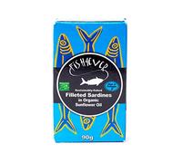 Fish 4 Ever|Filleted Sardines In Organic Sunflower Oil - Sustainably Fished. Tin Canned Food Rich In Omega-3. Great With Fresh Bread, Pasta, And Salads |90g (Pack of 10)