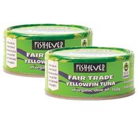 Fish 4 Ever | Yellowfin Tuna in Organic Olive Oil - 100% Pole & Line Caught, Sustainably Fished, High in Omega-3, Canned Tuna for Salads, Tapas & Pasta | 160g (Pack of 2)