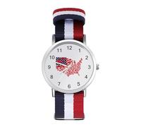Fish American America Flag Sport Watch for Men Women Nylon Strap Wrist Watch Analog Quartz Watch
