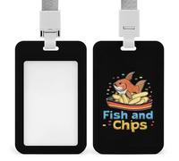 Fish and Chips Badge Holder with Lanyard Hard Plastic Card Case for Offices ID Driver Licence