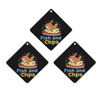 Fish And Chips Car Air Freshener 3-pack Aromatherapy Tablets Hanging Scented Cards for Rooms Bathrooms Wardrobe Rhombus
