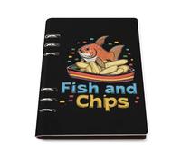 Fish And Chips Refillable Notebook 6 Ring Binder Foldable Loose-Leaf Notebooks A5 Planner Book with 90 Sheets Paper