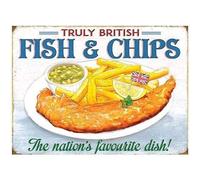 Fish And Chips Tin Sign,traditional Eat Or Take Away Vintage Metal Tin Signs For Cafes Bars Pubs Shop Wall Decorative Funny Retro Signs For Men Women 01 -tin Sign 12x8 In