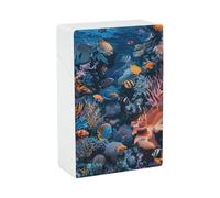 Fish and Coral Cigarette Case 85mm King Size, Crushproof Plastic Cigarette Box Holder for Men Women Cigar Protective Cover Waterproof Cigarettes Holder 20 Capacity
