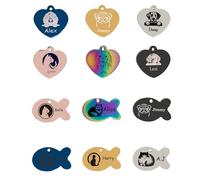 Fish and Heart Shaped, Dog Tag, Dog/Cat Collar Tag, Personalised Dog/Cat Tag, Custom Dog/Cat Collar Tag, Dog/Cat ID Tag, Pet ID Tag, Pet Contact, Dog/Cat Name Tag (Rose Gold, Fish(38 * 24mm))