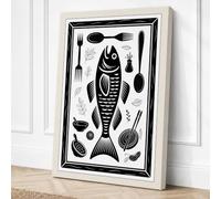 Fish and Kitchen Composition Canvas Wall Art Print 18x12 Inch (46 x 30 cm)