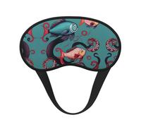 Fish and Octopus Print Blackout Sleep Mask - Side Sleeper Eye Cover, Soft Comfort, Perfect for Travel, Meditation