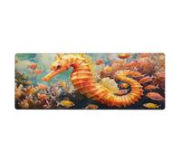 Fish And Seahorses Mouse Pad In Big Extended Non-Slip Rubber Base Mousepad With Stitched Edges Gaming Pc Desktop Large Mouse Pad 11.8x31.5