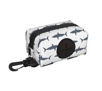 fish and shark print Dog Poop Bag Holder Doggie Waste Bag Dispenser Small Doggy Zipper Pouch with Carabiner Clip