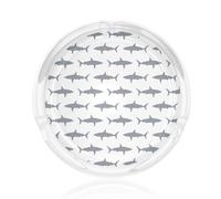 Fish And Shark Print Round Glass Ashtray For Decor Living Room Bedroom Meeting Room Smoking Accessory