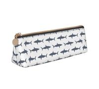 Fish and Shark Print Triangle Pencil Pens Case Large-Capacity Stationery Organizer Pouch Office Travel