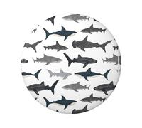 Fish And Shark Round Badge - Durable Tin Plate Design With Full Front Print, Perfect For Custom Gifts And Apparel Decoration