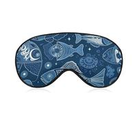 Fish and Shells Sleep Mask for Women Men Side Sleeper Eye Cover with Adjustable Strap Soft Breathable Blackout Mask Slip-Free Deep Sleeping Travel Essentials