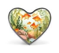 Fish Aquarium Badge Pin Brooch Button Stylish Heart Shaped Decorative for Clothes Backpacks Hats