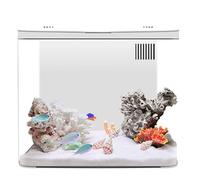 Fish Aquarium,Fish Tank 1.3 Gallon Small Aquarium Starter Kit with 3 Layer Filter & LED Light, Desktop Fish Tank with Self Cleaning System Home Decor for Betta Fish, Shrimp, Goldfish,white