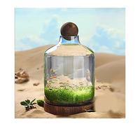 Fish Aquarium Fish Tank Glass Bottle Ecological Culture Micro Landscape Self-circulating Small Plant with Wooden Base Desktop Ornaments(Large)