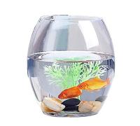 Fish Aquarium Fish Tank Small Thickened Transparent Glass Turtle Oval Home Office Desktop Multipurpose(Large)