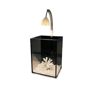 Fish Aquarium Glass Aquarium for a Small Fish Desktop Tank with Lights Office Black Back Mini Home Decoration