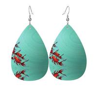 Fish Aquarium Leather Earring For Women Teardrop Pierced Leather Earrings Set Birthday Xmas Jewelry Gifts For Women