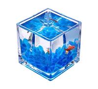 Fish Aquarium Tank for Aquariums Glass Square Fish Thickened Table Top Transparent Fighting Small Ecological Aquarium(Small)