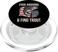 Fish Around And Find Trout Funny Fishing Design PopSockets PopGrip for MagSafe