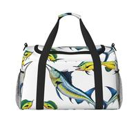 (Fish Art) Durable Twill Travel Tote Bag Large Capacity Handheld & Crossbody Bag for Weekend Trips,Sports,and Outdoor Activities