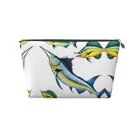 Fish Art Leather Travel Toiletry Bag with Zipper,Cosmetic Bags for Women,Small Make Up Bag for Purse,Portable Travel Cosmetic Bag Gift Bag for Women Girls Lady
