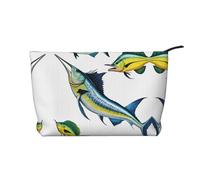 Fish Art Leather Travel Toiletry Bag with Zipper,Cosmetic Bags for Women,Small Make Up Bag for Purse,Portable Travel Cosmetic Bag Gift Bag for Women Girls Lady