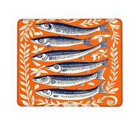 Fish Art Mouse Pad, Orange Nautical Style Gaming Mousepad, Non-Slip Rubber Washable Desk Accessory for Home and Office Square 8x10 Inch