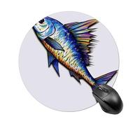 Fish Art Mouse Pad with Non-Slip Rubber Base,Small Round Mousepad 7.8" Diameter,Mouse Mat for Computers, Laptop, Gaming, Office & Home