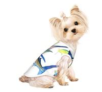 Fish art print Dog Shirts for Small Dogs Stretchy T-Shirts Lightweight Tank Top Sleeveless Striped Vest