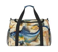 Fish Art Print Printed Travel Duffle Bag for Men Women Large Sport Gym Bag Handbag with Shoulder Strap for Travel Weekend Fishing Hunting