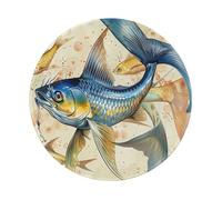 Fish Art Print Prints Round Mouse Pad 4 PCS,Non-Slip Rubber Base Mousepad Mouse Mat for Laptop Computer Office 7.9 x 7.9 Inch