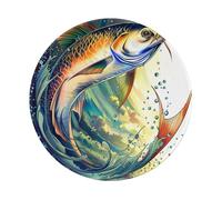Fish Art Prints Round Mouse Pad 2 PCS,Non-Slip Rubber Base Mousepad Mouse Mat for Laptop Computer Office 7.9 x 7.9 Inch