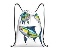 Fish Art Title: Lightweight Drawstring Duffel Bag â€“ Water-Resistant Foldable Gym Sack with Adjustable Shoulder Strap, Ideal for Sports, Yoga, Travel and School
