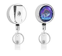 Fish Badge Reel Retractable Work Badge Holder 24.4" Cord & 360° Swivel Alligator Clip Stainless Steel Heavy Duty Id Name Tag Holder for Nurses Doctors Teachers Office Workers