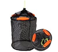 Fish Basket for Caught Fish | Portable Floating Fish Net Bag - Fish Cage, Kayak Fishing Accessories, Foldable Mesh Fish Guard with Drawstring for Live Caught Fish, 32*38 cm, see description, See