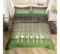 Fish Bedding Set Fishing Gifts for Men,Ice Fishing Gear Duvet Cover Fishing Comforter Cover Retro Watercolor Wood Fishhook Single Bed Set,Angling Outdoor Sports Rustic Home Decor Gift for Fisherman