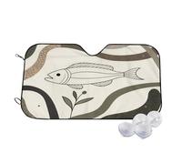 Fish Beige Brown Wind Sun Shade for Car Sun Visor Foldable Vehicle Sunshade 27.5×51.2 Inch