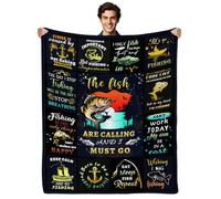 Fish Blanket, Fishing Gifts for Men, Gifts for Fisherman, Bass Fishing Blanket for Dad/Husband/Grandpa, Fisherman Accessories for Men, Fish Enthusiasts Blanket 50" X 60"