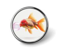Fish Blowing Bubble Gum Round Lapel Pin Women's Novelty Buttons & Pins Metal Badge Cute Brooch Retro Pinback Badge Fashion Bag Pins for Hat Backpacks Tie Suit Wedding Party Accessory, silver, Circular