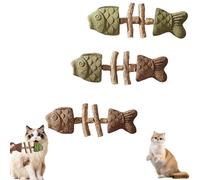 Fish Bone Cat Toy,Purrident - Fix Your Cat’s Dental Health,Cat Chew Toys,Wooden Catnip Teeth Cleaning Stick, Natural Fishbone Cats Dental Toy,Durable Feline Tooth Care Tool (3PCS)