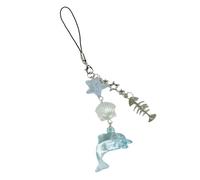 Fish Bone Designs Shell Dolphin Charm Fashionable Dolphin Shell Phone Pendant Lovely Key Chain Accessory for Women