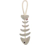 Fish bone dog toy on leather rope Trixie