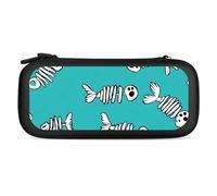 Fish Bones Pattern Compatible with Switch Case Bag Travel Protective Cover Handbag with 15 Game Accessories