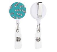 Fish Bones Pattern Cute Retractable Badge Holder Reel ID Name Card Holders Office Nurse Doctor