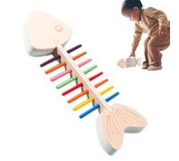 Fish Bones Sorting Toy - Wooden Stacking Jigsaw Puzzle Rating Game with Vibrant Count Manipulative Pieces for Building Dexterity, Resource for Improvement De