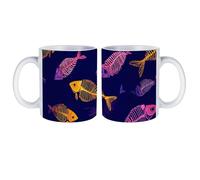 Fish Bones White Coffee Mugs Gloss Ceramic Cappuccino Cups with Handle