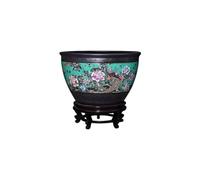 Fish Bowl Ceramic Fish Tank Living Room Lotus Tank Courtyard Turtle Water Tank Home Painting and Calligraphy Tank Ornaments Aquarium, One Color-L