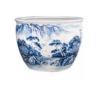 Fish Bowl Ceramic Goldfish Tank Hand-painted Splendid Mountains and Rivers Fish Tank Water Tank Large Turtle Large Tank Fish Basin Aquarium, One Color-M